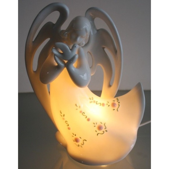 Appletree Design Porcelain Heaven & Earth Peaceful Angel Nightlight 7" /62" Cord - Picture 1 of 7